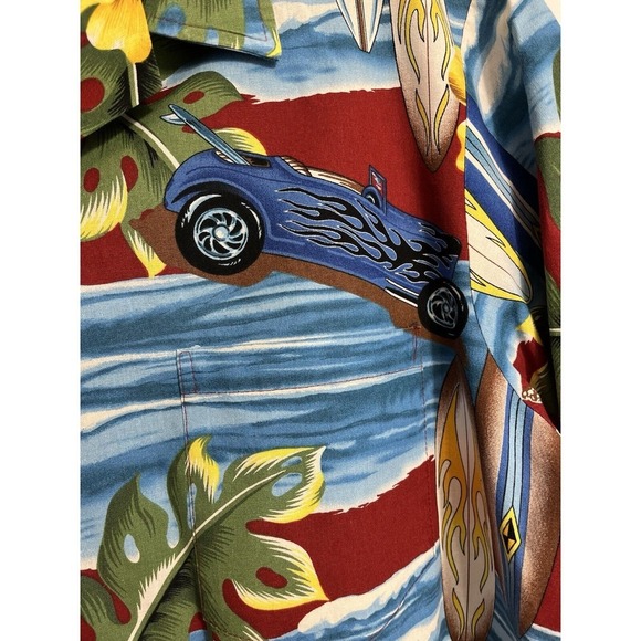 Vintage RJC Hawaiian Shirt Mens L Red Short Sleeve USA Beach Button Up Aloha - Picture 4 of 7